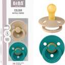 Bibs Colour Pacifier 2-Pack | BPA Free Soother, Round Nipple. Natural Rubber Latex,