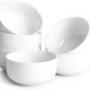 DOWAN 22 OZ Ceramic Cereal Bowls - 5.25" White Soup Bowls Set of 6 for Kitchen, Bouillon Cups for Cereal, Soup, Oatmeal, Rice, Dishwasher & Microwave Safe