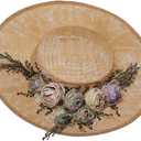 COSDREAMER Victorian Hat Womens Girls Tea Party Hats Vintage Flowers Flat (Beige)