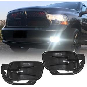 BICYACO LED Fog Light Compatible with Dodge Ram 1500 2009-2012 Dodge Ram 2500/3500 2010-2018 Pickup Truck w/Bracket Replacement -1 Pair Black