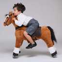 UFREE Ride on Horse, Horse Ride on Toy, Mechanical Horse, Plush Animal, Black Mane and Tail, Age 4-9