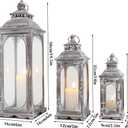 TRIROCKS Set of 3 Vintage Candle Lanterns 10/14/19.5''H Decorative Outdoor Lantern Metal Candle Holder with Tempered Glass for Home Living Room Garden Yard Parties Event Indoors Outdoors (Cement Grey)