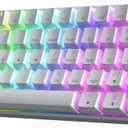HK GAMING GK61 60% v3 | Hotswap Mechanical Gaming Keyboard | 61 Keys Multi Color RGB LED Backlit for PC/Mac Gamer | US Layout (White, Mechanical Red)