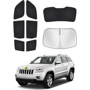Windshield Sun Shade for Jeep Grand Cherokee 2011-2021 Side Rear Window Shade Cover Sun Visor Shield Privacy Protection Keep Vehicle Cool Black 8PCS