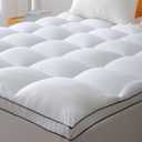 Mattress Topper Queen Size Bed  Breathable Quilted Plush Design for Comfort, Soft Mattress Topper with Deep Pocket Fit 8-21 Inch, Pillow Top Mattress Toppers Queen for Back Pain Relief (60x80, White)