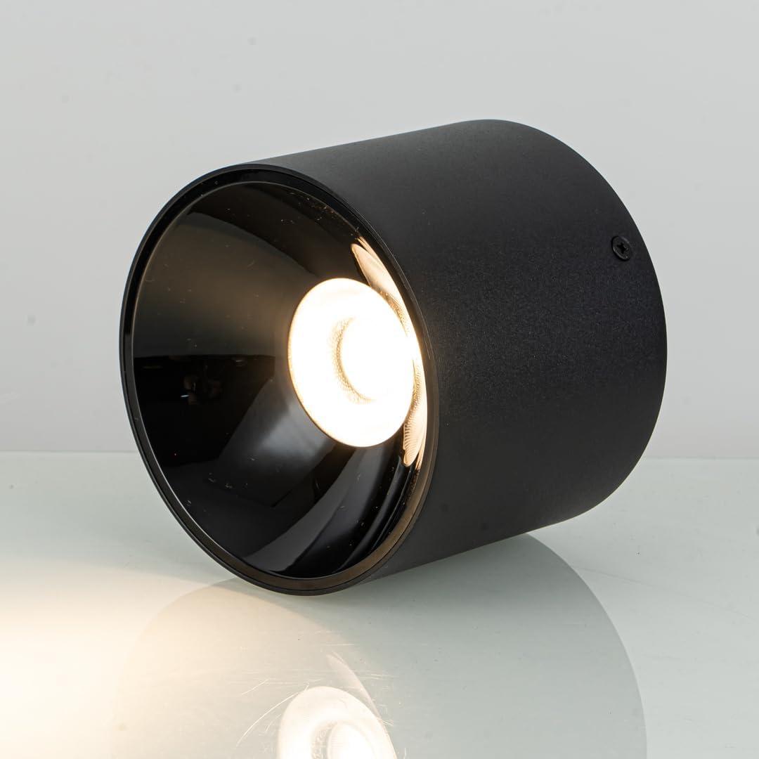 5CCT 12W Led Ceiling Spotlight Indoor Dimmable 4.72" Cylinder Light,2700K-3000K-3500K-4000K-6000K Selectable,CRI 95+ Modern Spot Light Black 36 Angle Accent Ceiling Lighting,1 Pack