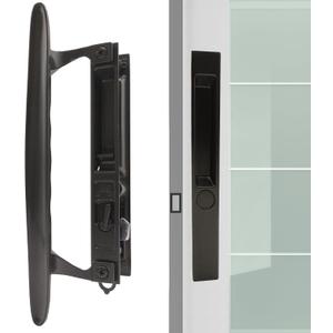 Flush Mount Non-Keyed Sliding Glass Door Handleset, 6-5/8" H.C., Fits 1" to 1-1/8" Thick Doors, Features Night Lock & Hook Latch, Non-Handed, Florida Bronze