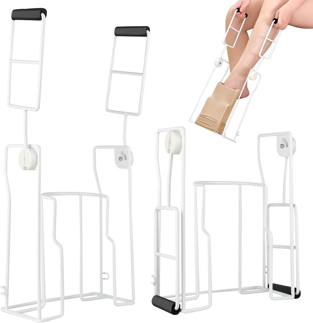 Upgraded Large Compression Sock Aid Device with Extended Handle, Compression Sock Donner Helper with Adjustable Angle, Suitable for Seniors & Cannot Bend & Arthritis & Recovering from Surgery