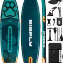 Bigfly 11'635" Super Wide Inflatable Stand Up Paddle Board, Ultra Stable Wide SUP for 2+1 People/Family/Big Size, 100L Backpack, All-Round Sup Board, US Big Fin (PetFamily Blue With Seat)