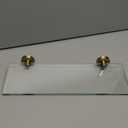 JQK Bathroom Glass Shelf Gold, Tempered Glass Shower Storage 16 by 5 inches, 304 Stainless Steel Brushed Gold Wall Mount, TGS101-BG