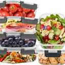 6Pack 22oz Glass Meal Prep Containers, Glass Food Storage Containers Sets with Snap Leak Proof Lids for Microwave, Oven, Freezer and Dishwasher Safe (Grey, 22oz)