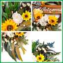 Spring Summer Wreaths for Front Door Porch Wall Window, 22" Farmhouse Sunflower Welcome Sign Wreath for Home Decor Outdoor Indoor