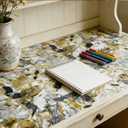 Drawer and Shelf Liner - Yellow Black Marble Pattern,Non Adhesive Non Slip Waterproof Easy-Clean Liner for Kitchen Cabinet, Refrigerator, Bathroom, Pantry Storage Drawers, 12 in x 10 Ft