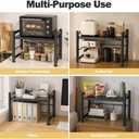 2-Tier Microwave Stand, 220lbs Rack w/Adjustable Feet & 6 Hooks