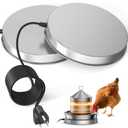 Chicken Water Heater for Winter, 110W Heated Poultry Waterer Base with Thermostat, 11 Inch Poultry Winter Deicer Heated Base with 9.8ft Power Cord, 2PCS (Silver)