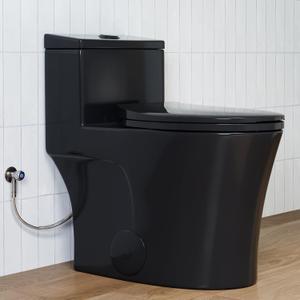 HOROW T0338WB Elongated One Piece Toilet 10" Rough-in, Matte Black Toilet with Comfortable 17.3" ADA Chair Height Seat, Powerful Dual Flush Modern Toilet for Bathroom, Standard Toilet Bowl