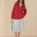 Locachy Women's Casual Oversized Polo Neck Sweatshirt Lapel Long Sleeve Button Pullover Tops Fashion Outfits Clothes (Red, XL)