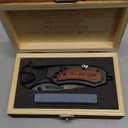 Gifts for Men Dad Him Fathers Day, Anniversary Birthday Gifts ideas for Boyfriend Husband, Engraved Pocket Knife, Wooden Handle Folding Knife with Wood Box, Unique Outdoor Camping Hunting Fishing Tool