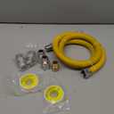 AMI PARTS 48" Flexible Gas Line Kit Yellow Coated, Gas Hose Connector Kit for Dryer, Stove, Water Heater,5/8" OD(1/2" ID) Stainless Steel Gas Line with Connector 1/2" MIP &1/2"FIP & 3/4"MIP Fitting