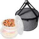 Aufind 12", 2 Pack Pie Carrier with Lid and Insulated Food Carrying Case Bag, Reusable Food Storage Containers for Pies, Cheesecake, Pizza, Nuts Fruit