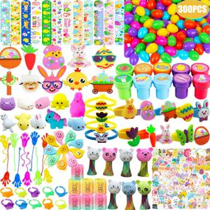 GDWDGJ 300pcs Easter Eggs with Toys Inside Bulk Filled Easter Egg Fillers 100 Pack Non Candy Stuffed Easters Basket Stuffers Essentials for Kids Girls Toddlers Boys Easters Egg Hunt Party Favors