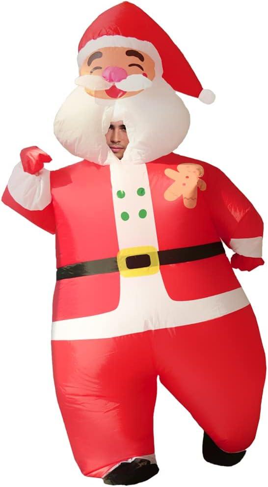 Christmas Inflatable Costume Cosplay Air Blow Up Santa Costumes for Men Women Adult Xmas Halloween Holiday Party Carnival (Santa Claus), Red