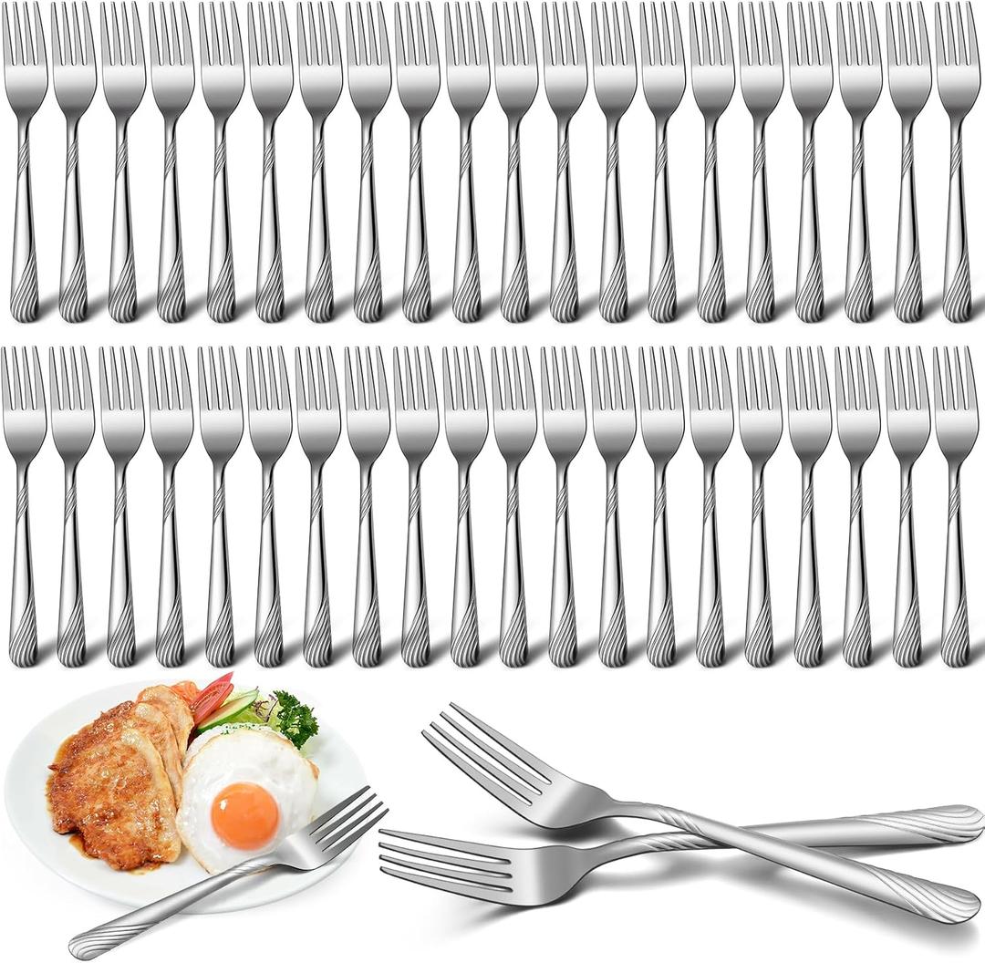 50 Pieces Stainless Steel Forks Silverware Set 6.7 Inches Dinner Flatware Salad Forks Bulk Mirror Polished, Dishwasher Safe, Use for Home, Kitchen and Restaurant