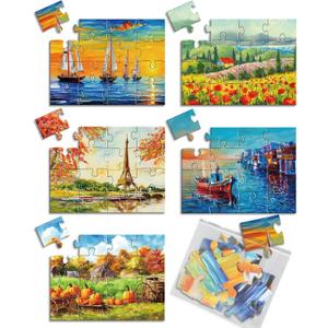 5 Packs 16 Piece Large Jigsaw Puzzles for Elderly Dementia Alzheimer's Products Activities, Alzheimer's Puzzles Cognitive Games for Adults Elderly Seniors with 5 Storage Bags