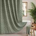 Siiluminisoy Sage Green Boho Shower Curtain Fabric Shower Curtain, 72 x 72 Tufted Chevron Textured Striped Modern Farmhouse Minimalist Cloth for Bathroom