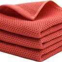 Mia's Dream Cotton Hand Towel Waffle Weave Kitchen Tea Towels, Soft and Absorbent Gym Bath Washcloths, 13x28 Inch 3 Pack (Brick Red)