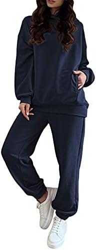 Linsery Women Hoodies Sweatsuit Long Sleeve Hooded Matching Joggers Sweatpants 2 Piece Tracksuit Sets Large