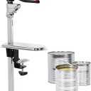 Commercial Manual Can Opener Table Industrial Heavy Duty Can Opener with Plated Steel Base Adjustable Height Up to 13" Tall for Restaurant Kitchen Hotel Bar