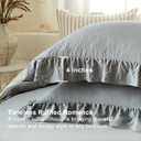 Grey Ruffle Comforter Set King, Pre-Washed Shabby Chic Bedding Set, Lightweight Cottagecore Soft Romantic Cozy 1 Comforter & 2 Shams, All-Season