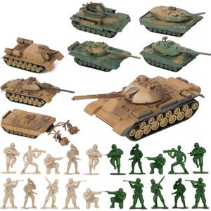 PROLOSO Military Army Playset 8 Take Apart Battle Tank Models and 20 Tiny Toy Soldiers