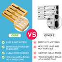 Bamboo Aluminum Foil Organizer & Plastic Wrap Dispenser with Cutter - 4 in 1 Parchment, Wax Paper & Saran Wrap Holder - Tin Foil Food Wrap Organizer for Kitchen Drawer, Countertop & Pantry - 11" Rolls