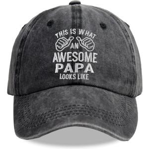 Papa Hats for Men, Adjustable Cotton Embroidered Dad Baseball Cap (Gray)