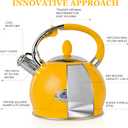 SUSTEAS Stove Top Whistling Tea Kettle - Food Grade Stainless Steel Teakettle Teapot with Cool Touch Ergonomic Handle, With 1 Silicone Pinch Mitt Included, 2.64 Quart,YELLOW