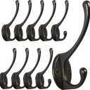 Dseap Coat Hooks Wall Mounted, Pack of 10, Metal Hooks for Hanging, Bronze