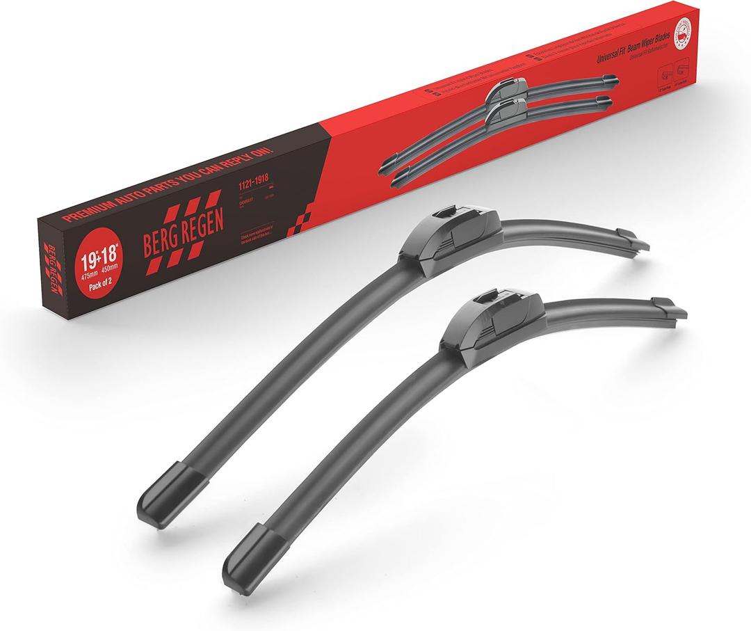 BERG REGEN 19"+18" Windshield Wiper Blades Replacement for Mini Cooper 2014-2020, FIAT 124 Spider 2017-2020, Mazda Miata 2016-2020 Genuine OEM Quality (Set of 2)