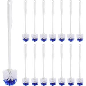 15 Pcs 18.5 Inch Toilet Bowl Cleaner Brush Bathroom Long Plastic Handled Cleaning Scrubber with Hook Hole Without Holder for Household Cleaning (Blue, White)