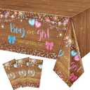3 Pieces Gender Reveal Tablecloth Boots or Bows Gender Reveal Decorations Plastic Pink and Blue Table Cloths Disposable What Will Baby Be Table Cover for Boy Girl Baby Shower Supplies, 54 x 108 Inch