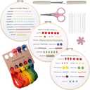 Bonroy Beginners Embroidery Practice kit 3 Sets to Learn 30 Different Stitches for Craft Lover Hand Stitch with Embroidery Fabric with Skill Techniques