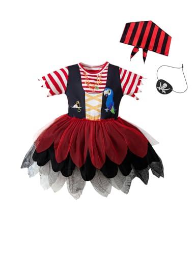 MOMMY'S NEW MAN Toddler Baby Girl Pirate Costume Halloween Sea Buccaneer Tutu Dress (9-12M,Red)