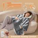 Bedsure Heated Blanket Wearable Shawl - Electric Wrap Poncho Blanket Hoodie for Adult, Birthday Gifts for Mom Women, Sherpa Heating Throw with 4 Time Settings & 6 Heat Settings, 55x64 inches, Grey