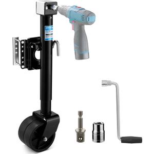 Kohree 2000 lbs Trailer Jack with Dual Wheel, 20-24V Cordless Drill Compatible, Heavy Duty Bolt on Trailer Tongue Jack for RV, Boat, Black, 12" Lift