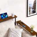 GRLEAF 35" Adjustable Height Narrow Console Table with Power Outlets, Long Sofa Table with Charging Station Behind Couch Table Skinny Entryway Table for Living Room, Hallway and Office Rustic Brown, 35IN