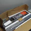 Headboard Queen Size Only, Headboard with 4 Outlets and 4 USB Ports, Industrial Head Board with Flip Door and Bed Frame Adapter, Height Adjustable, Black