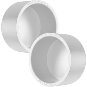 6" PVC Pipe End Cap Fitting, 2PCS SCH40 Furniture Grade PVC Pipe Plug Adapter, White Pipes Slip End Caps Sockets for Built Furniture DIY Garden Shelf
