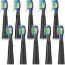 Compatible with Bitvae D2 Electric Toothbrush Replacement Heads, for Bitvae D2 Electric Toothbrush,10 Pack (Black)