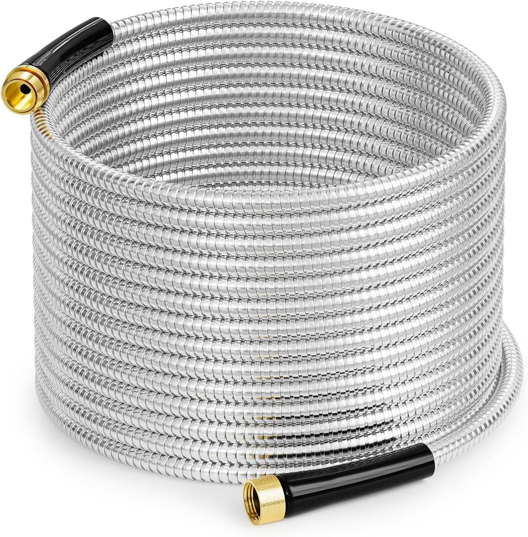 SPECILITE Stainless Steel Garden Water Hose 50 FT, Flexible and Lightweight Pipe, Non-Expandable Heavy Duty Metal Waterhose with Brass Fittings for Reel, Yard, Outdoor, Boat SPECILITE Stainless Steel Garden Water Hose 50 FT, Flexible and Lightweight Pipe, Non-Expandable Heavy Duty Metal Waterhose with Brass Fittings for Reel, Yard, Outdoor, Boat